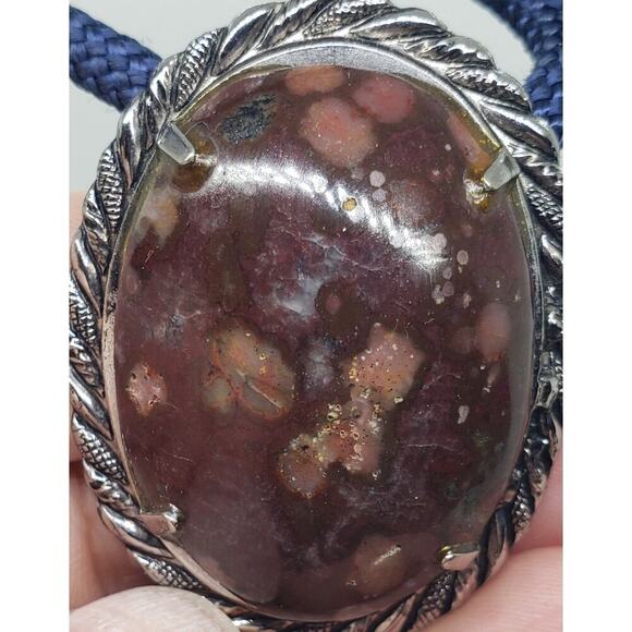 Vintage Native Bolo Tie Made In USA Southwest Large Jasper Gemstone - Picture 3 of 14